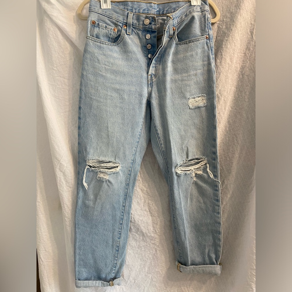 Levis 501 classic distressed jeans